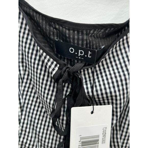 NWT O.P.T Women's Babette Black & White Gingham Lace-Up A-Line Midi Dress Size 4 - Picture 8 of 13